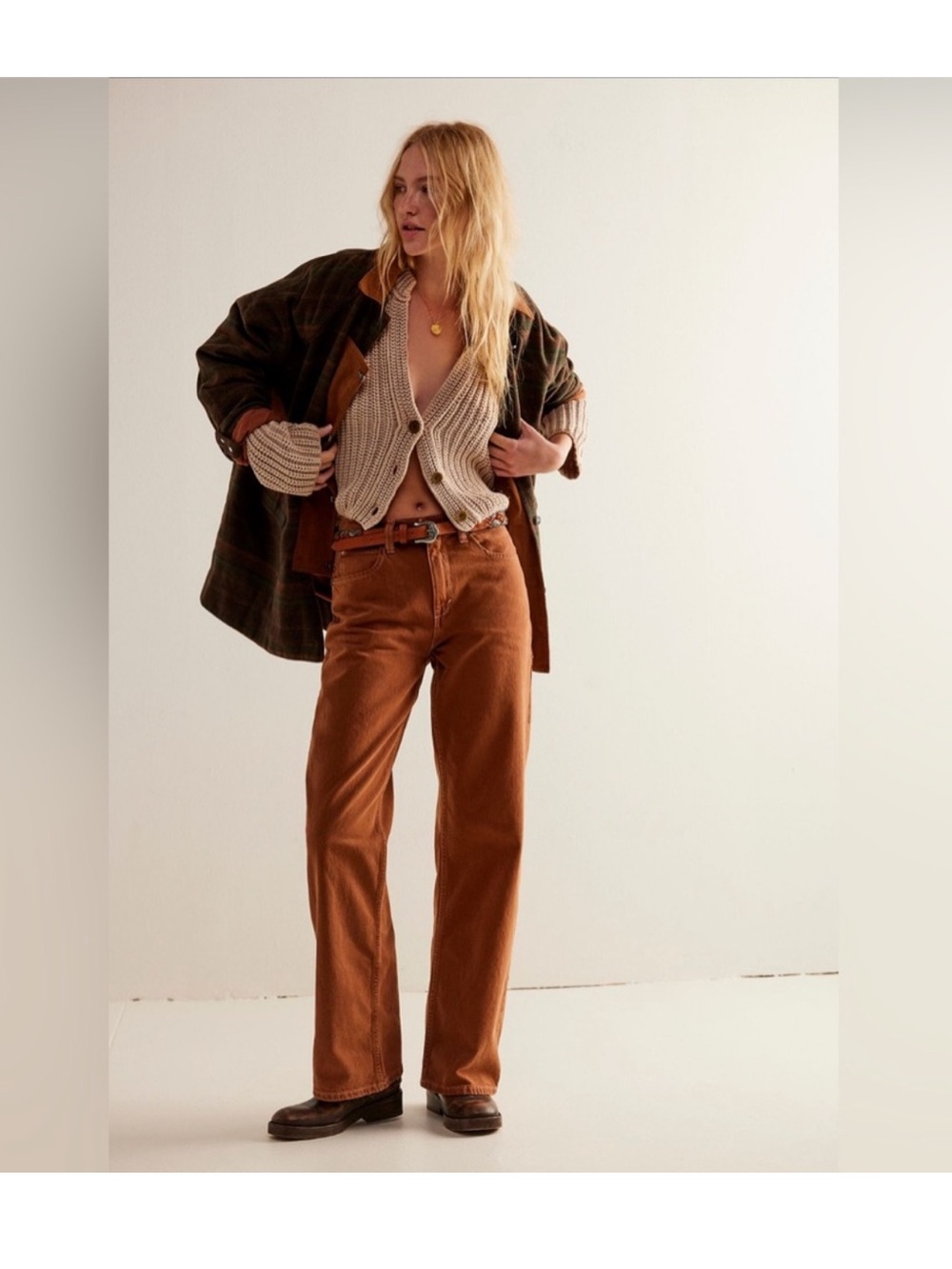 Free People Tinsley Baggy Hi-rise Jean in Chocolate